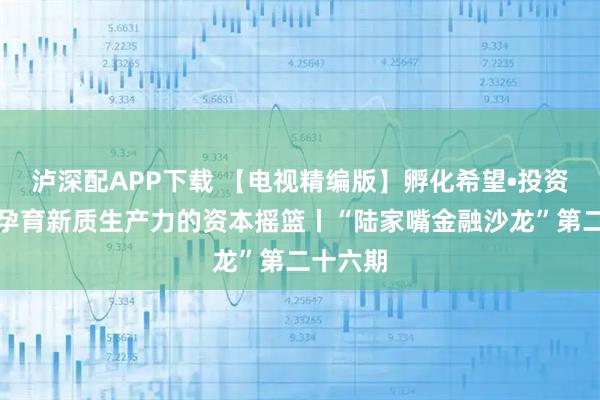 泸深配APP下载 【电视精编版】孵化希望•投资未来：孕育新质生产力的资本摇篮丨“陆家嘴金融沙龙”第二十六期